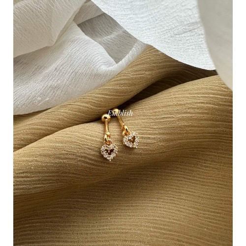 AD Gold alike Pierced Small Heart Bugadi Earrings AD Gold alike Pierced Small Heart Bugadi Earrings