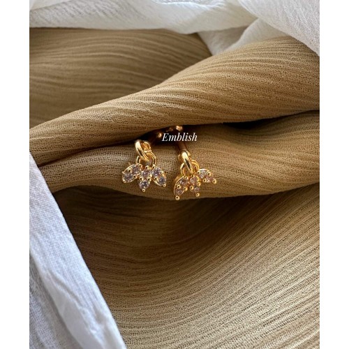 AD Gold alike Pierced Small Leaf Bugadi Earrings AD Gold alike Pierced Small Leaf Bugadi Earrings
