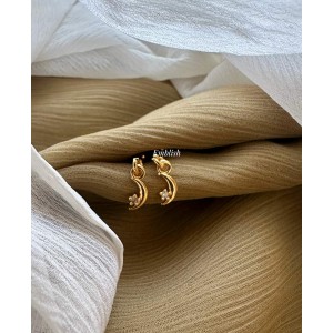 AD Gold alike Pierced Half Moon with Star Bugadi Earrings AD Gold alike Pierced Half Moon with Star Bugadi Earrings