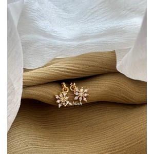 AD Gold alike Pierced Star Flower Bugadi Earrings AD Gold alike Pierced Star Flower Bugadi Earrings