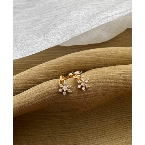 AD Gold alike Pierced Flower Bugadi Earrings AD Gold alike Pierced Flower Bugadi Earrings