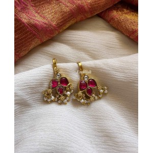 Kundan Jadau Unique Flower Pearl Drop Bugadi Earrings
