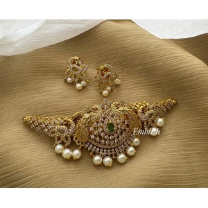 AD Flower with Double Peacock High Neck Choker