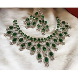 AD Stones Chandelier Neckpiece - Green