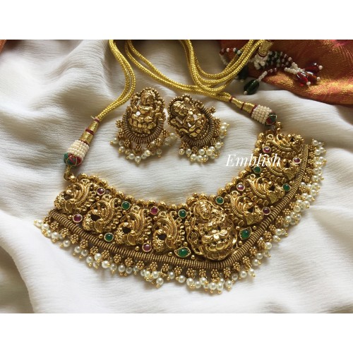Gold alike Lakshmi Pearl beads new choker