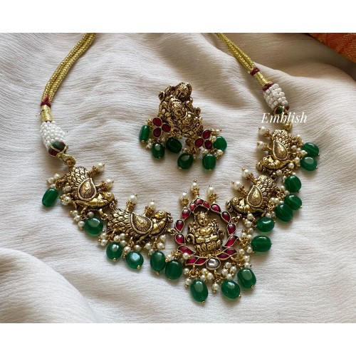 Antique Kundan Jadau Lakshmi with Peacock Choker