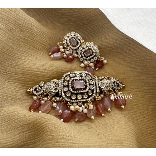 Victorian Double Haathi Choker - Pastel Pink