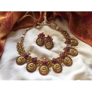 Antique ruby flower Lakshmi choker 