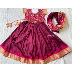 Dola Patola Printed Lehenga Set - Magenta .