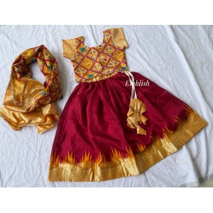 Dola Patola Printed Lehenga Set - Maroon .