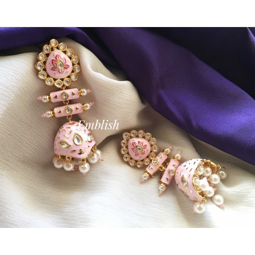 Premium kundan Meenakari rivet jhumka