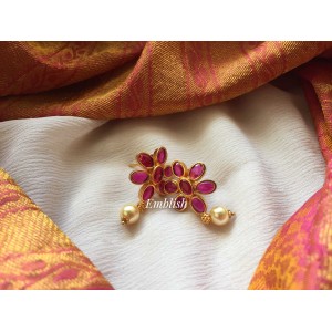 Ruby pearl drop flower stud