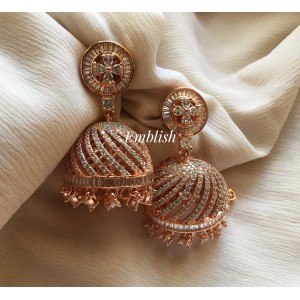 Rose gold Ad stones studded grand jhumka