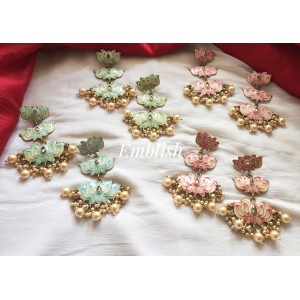 Lotus enamel big earring