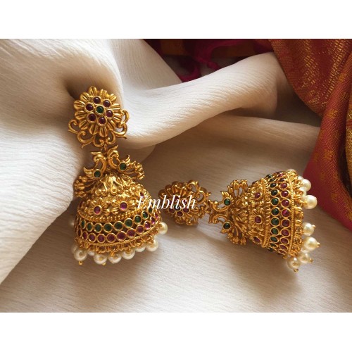 Matt small flower bridal jhumka