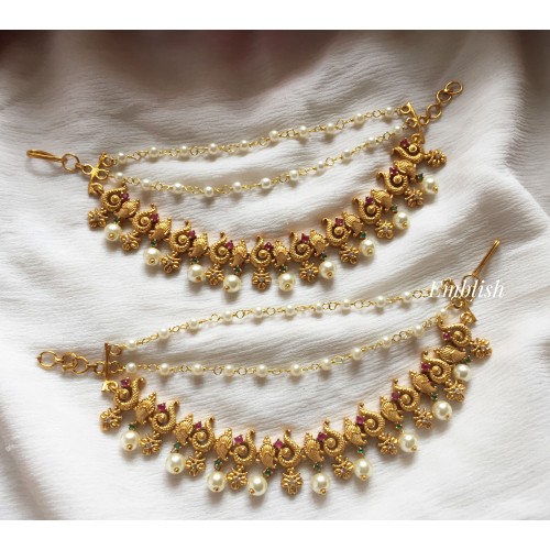 Flower mango Pearl Triple Layer Ear chain