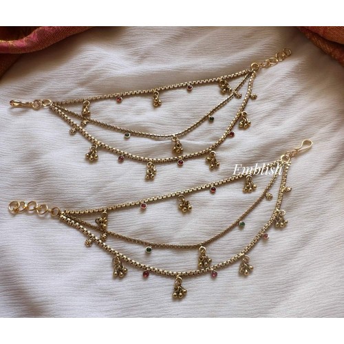 Kemp Gold Bead Triple Layer Earchain