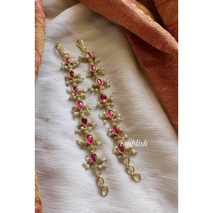 Kundan Jadau Thilak Pearl Drop Single Strand Earchain 