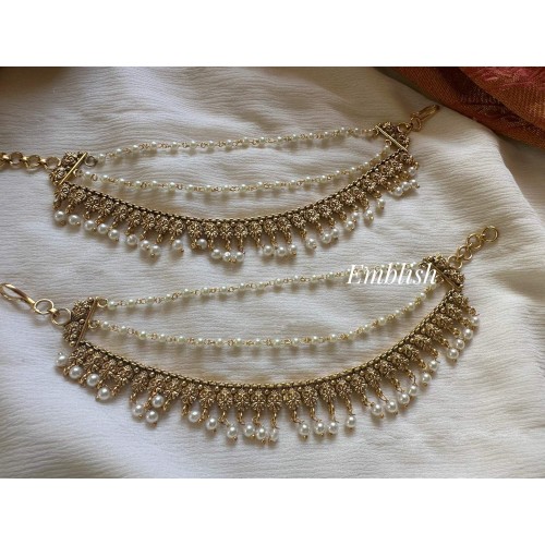 Antique Flower Intricate Pearl Layer Earchain