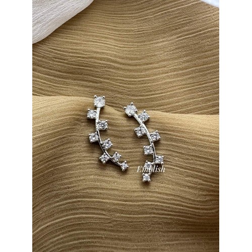 AD Silver Square Earcuff Earrings
