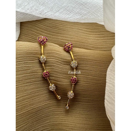 Antique Kemp AD Stones Heart Earcuff Earrings Antique Kemp AD Stones Heart Earcuff Earrings