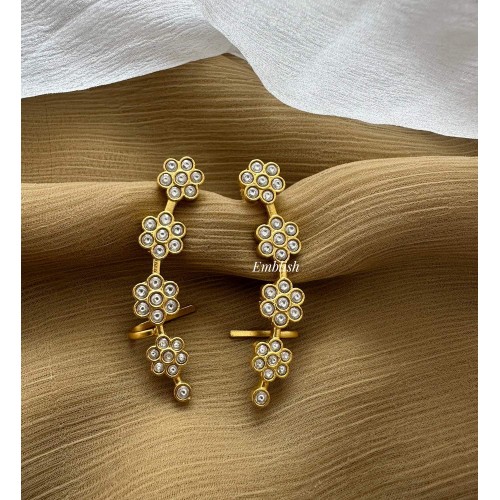 Antique Flower Kundan Jadau Earcuffs Antique Flower Kundan Jadau Earcuffs