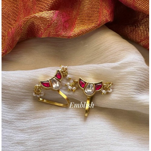 Antique Kundan Jadau Pearl Drop  Bugadi Earrings