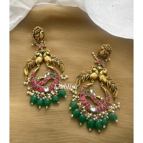 Royal Antique Peacock Kundan Jadau Dangler Earrings Royal Antique Peacock Kundan Jadau Dangler Earrings