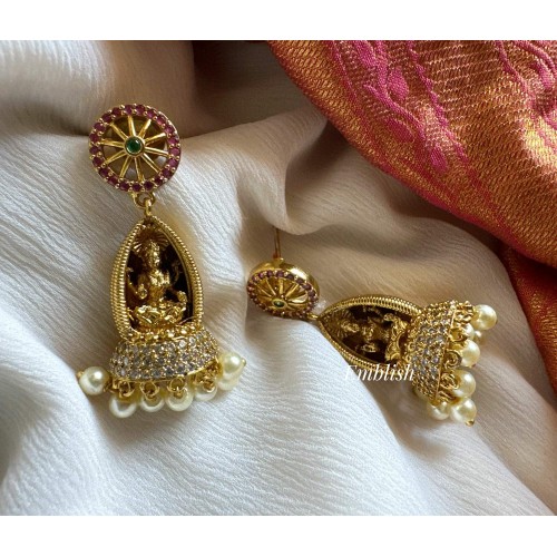Gold alike Antique Beautiful Lakshmi AD Stone Jhumkha Gold alike Antique Beautiful Lakshmi AD Stone Jhumkha