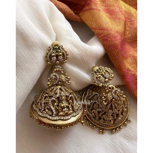 Antique AD Stones Peacock Lakshmi Bridal Jhumkha