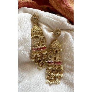 Royal AD Stones Jhumkha Haathi Earrings