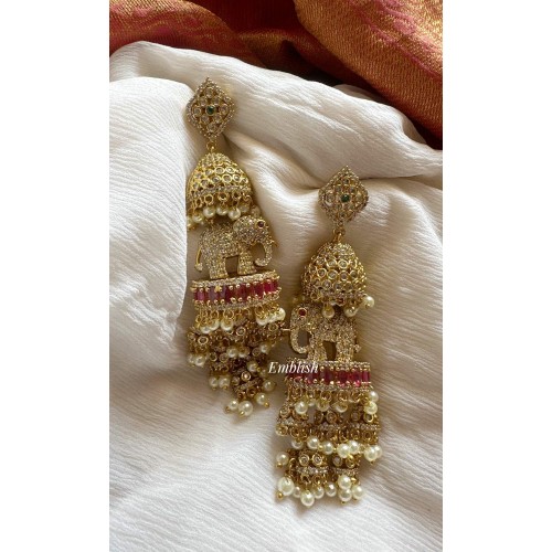 Royal AD Stones Jhumkha Haathi Earrings