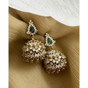 Antique AD Flower Jhumkha - Green