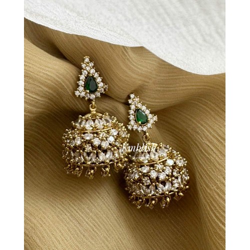 Antique AD Flower Jhumkha - Green