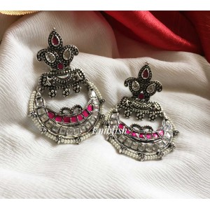 German Silver Chand bali Fusion Earring - Pink