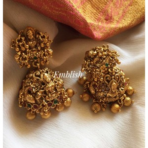 Lakshmi peacock with gold drops Jhumkha