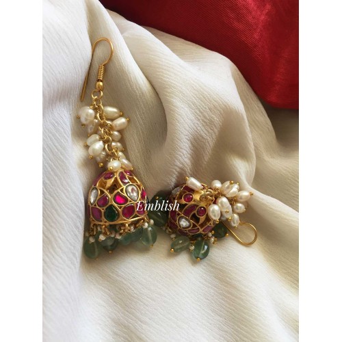 Antique Kundan Jadau Flower Pearl Jhumkha