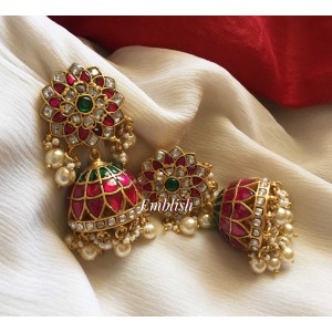 Kundan Jadau Antique Flower with Pearl Jhumkha 