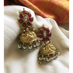 Antique Kundan Jadau Double Peacock Flower Jhumkha