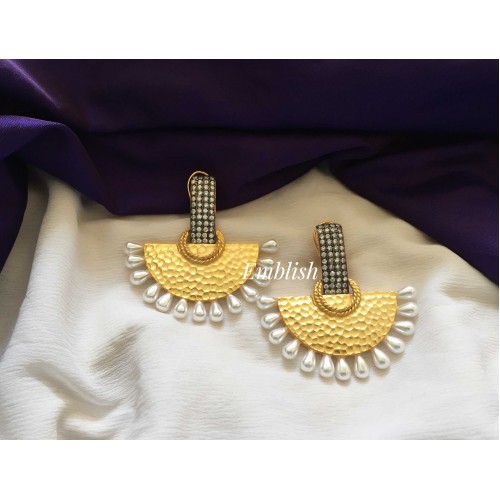 Gold plated Designer half moon earring