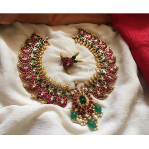 Kundan jadau Mango Peacock pendant neckpiece 