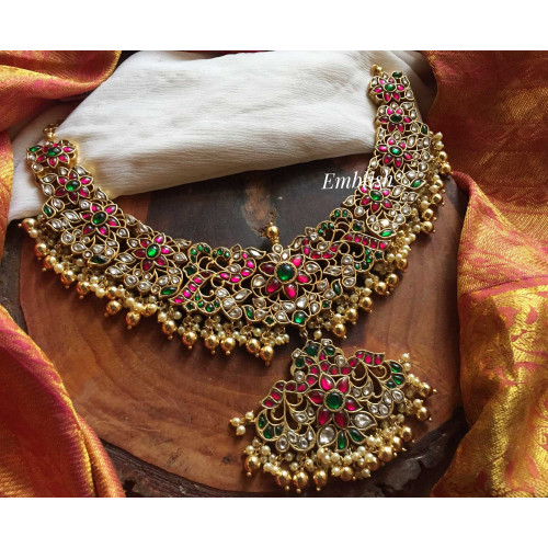 Kundan jadau dual beads intricate work neckpiece 