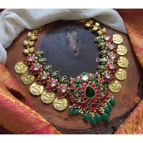 Kundan jadau Lakshmi coin mango neckpiece 