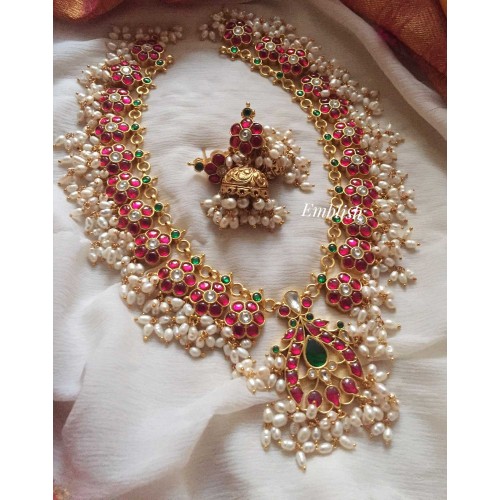 Kundan jadau Rice pearls flower Midlenght guttapusalu 