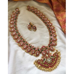 Kundan jadau gold beads mango neckpiece 