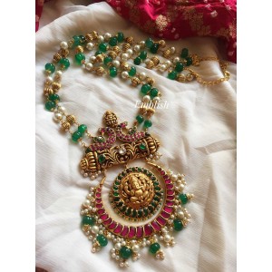 Ganesha pendant  kundan jadau Green beads neckpiece