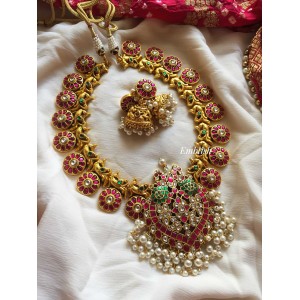 Kundan Jadau Peacock pearl cluster neckpiece