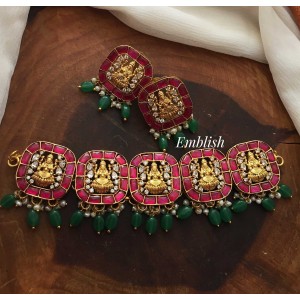 Kundan Jadau Lakshmi Square choker set 