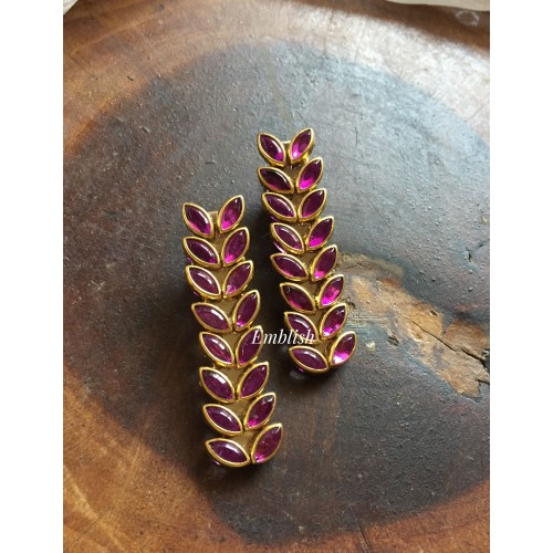 Glossy Leaf Kundan Alligator Hair Clip - Violet