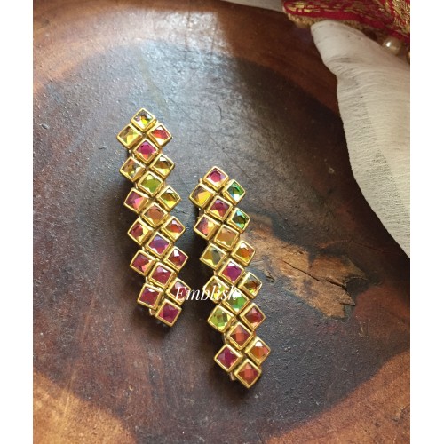 Glossy Diamond Kundan Alligator Hair Clip - Multicolour.